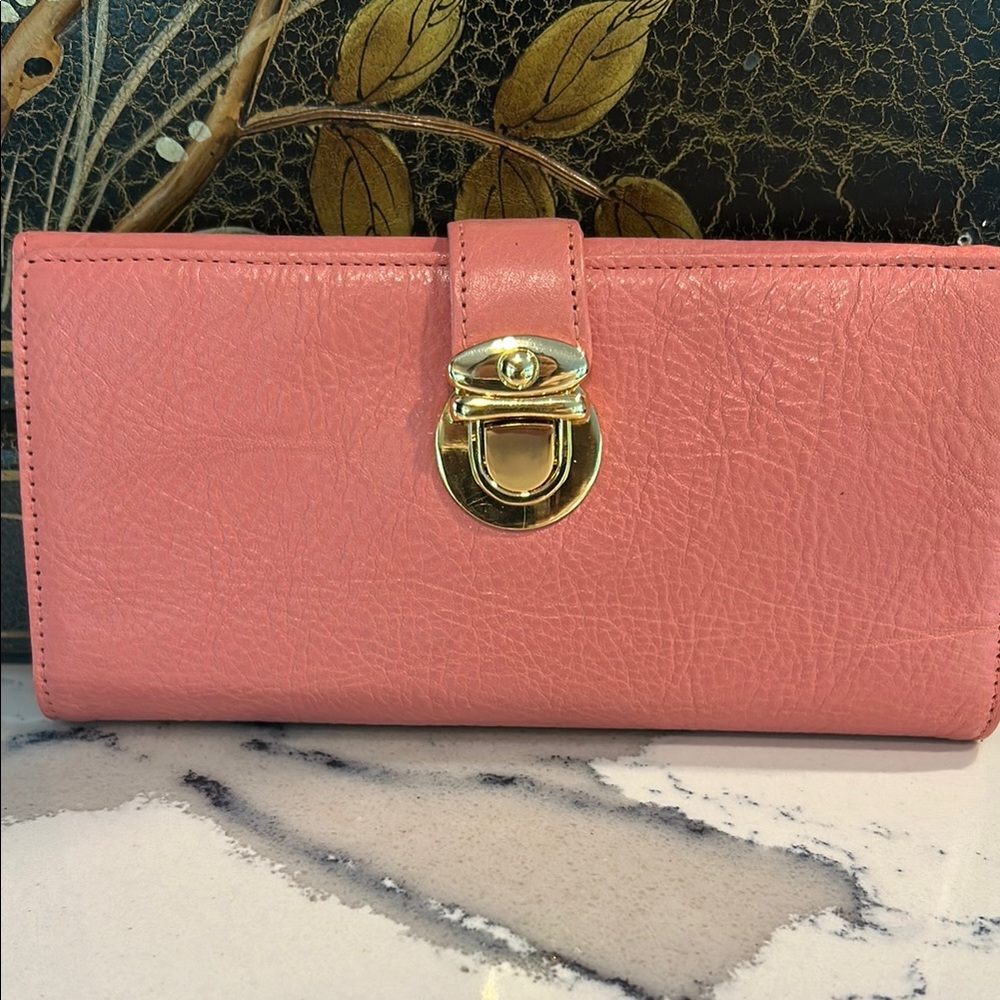 Maxx New York Pink Wallet with Gold-Tone Lock